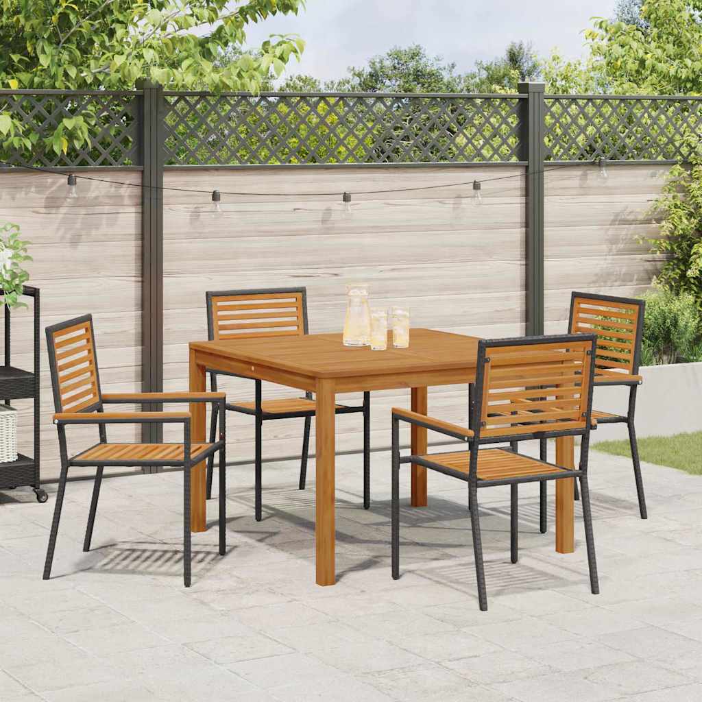 vidaXL Zestaw do jadalni w ogrodzie 5 pcs Czarny Lite Drewno Akacji