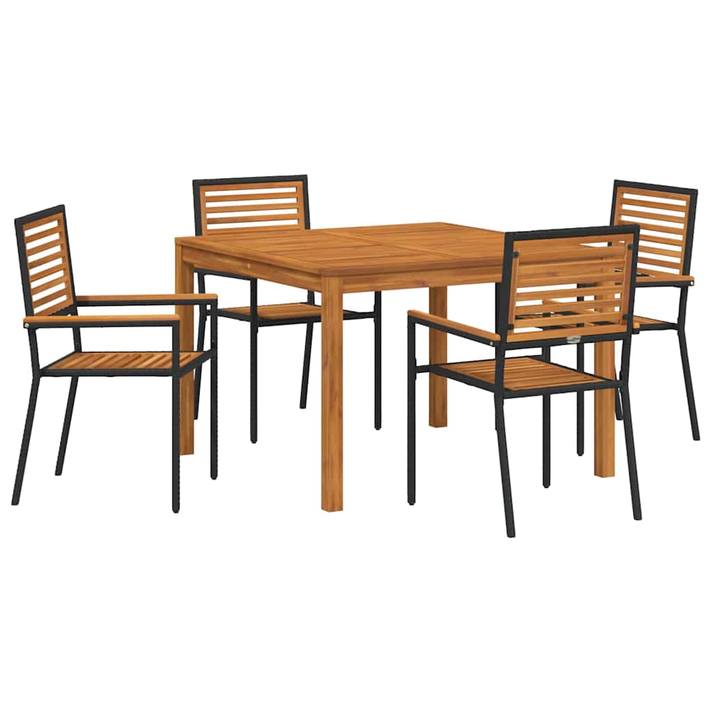 vidaXL Zestaw do jadalni w ogrodzie 5 pcs Czarny Lite Drewno Akacji