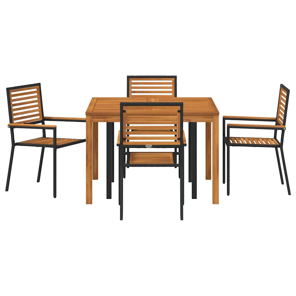 vidaXL Zestaw do jadalni w ogrodzie 5 pcs Czarny Lite Drewno Akacji