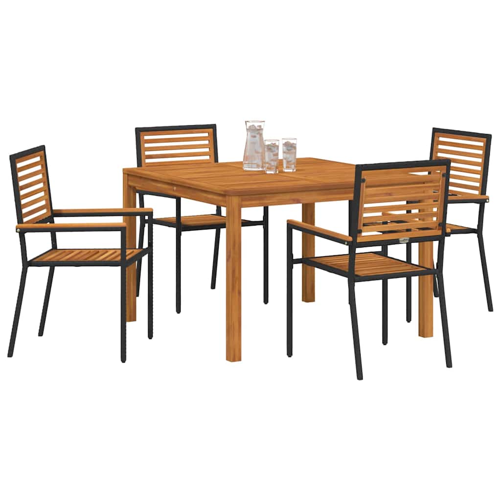 vidaXL Zestaw do jadalni w ogrodzie 5 pcs Czarny Lite Drewno Akacji
