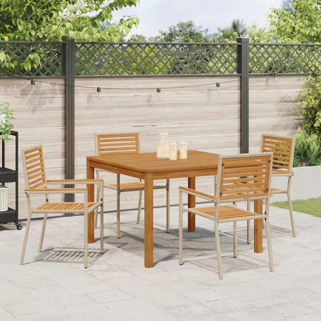 vidaXL Zestaw do jadalni w ogrodzie 5 pcs Beżowy Lite Drewno Akacji