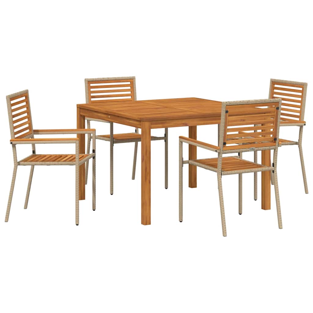 vidaXL Zestaw do jadalni w ogrodzie 5 pcs Beżowy Lite Drewno Akacji