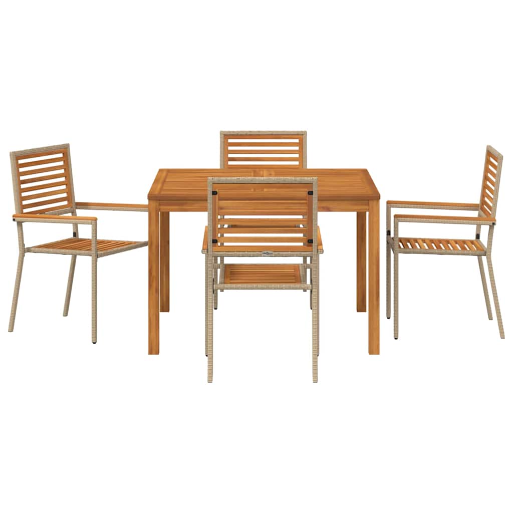 vidaXL Zestaw do jadalni w ogrodzie 5 pcs Beżowy Lite Drewno Akacji
