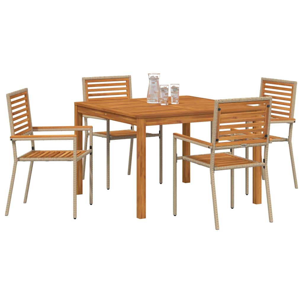 vidaXL Zestaw do jadalni w ogrodzie 5 pcs Beżowy Lite Drewno Akacji