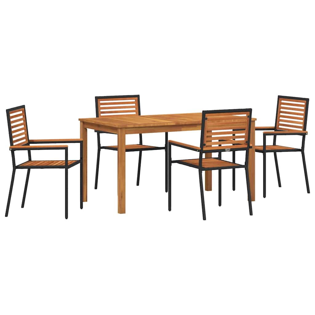 vidaXL Zestaw do jadalni w ogrodzie 5 pcs Czarny Lite Drewno Akacji