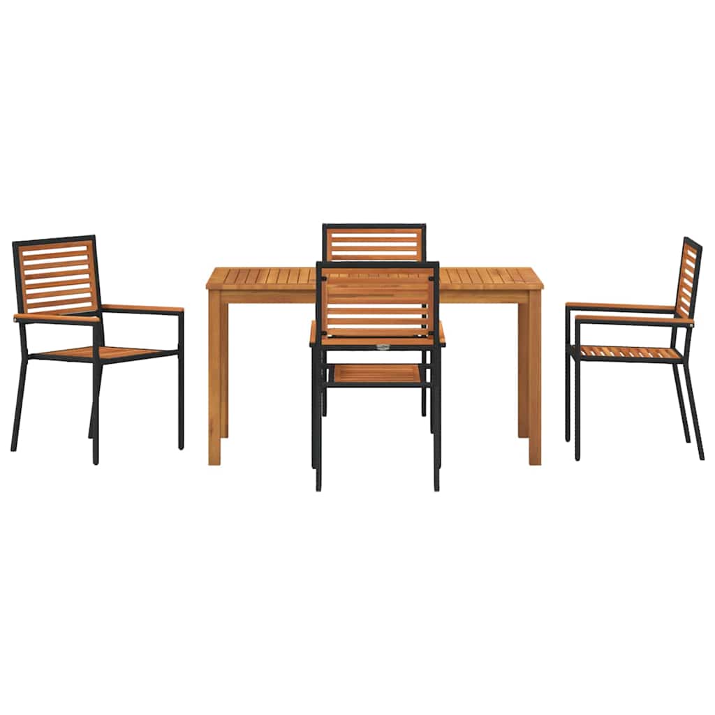 vidaXL Zestaw do jadalni w ogrodzie 5 pcs Czarny Lite Drewno Akacji