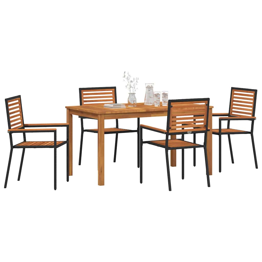 vidaXL Zestaw do jadalni w ogrodzie 5 pcs Czarny Lite Drewno Akacji