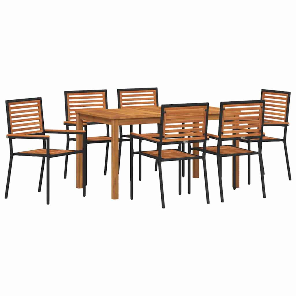 vidaXL Zestaw do jadalni w ogrodzie 7 pcs Czarny Lite Drewno Akacji