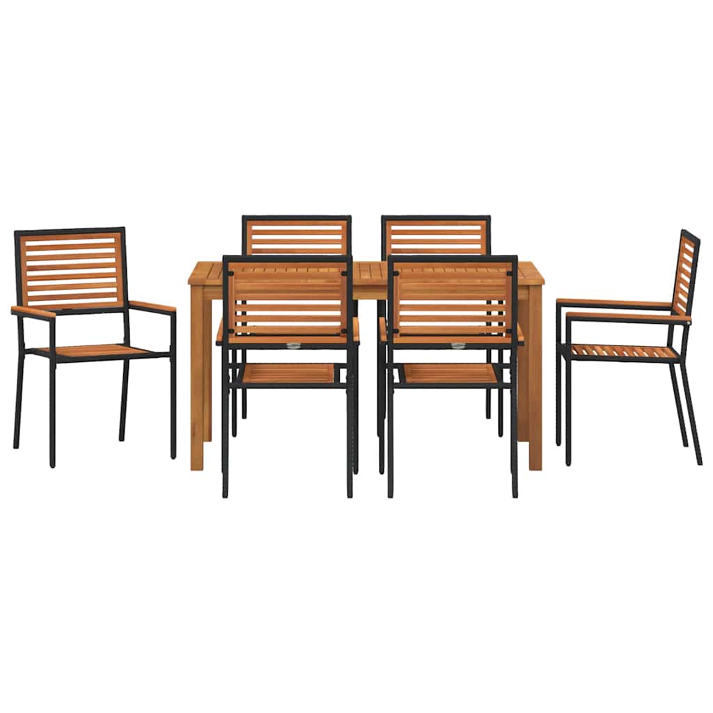 vidaXL Zestaw do jadalni w ogrodzie 7 pcs Czarny Lite Drewno Akacji