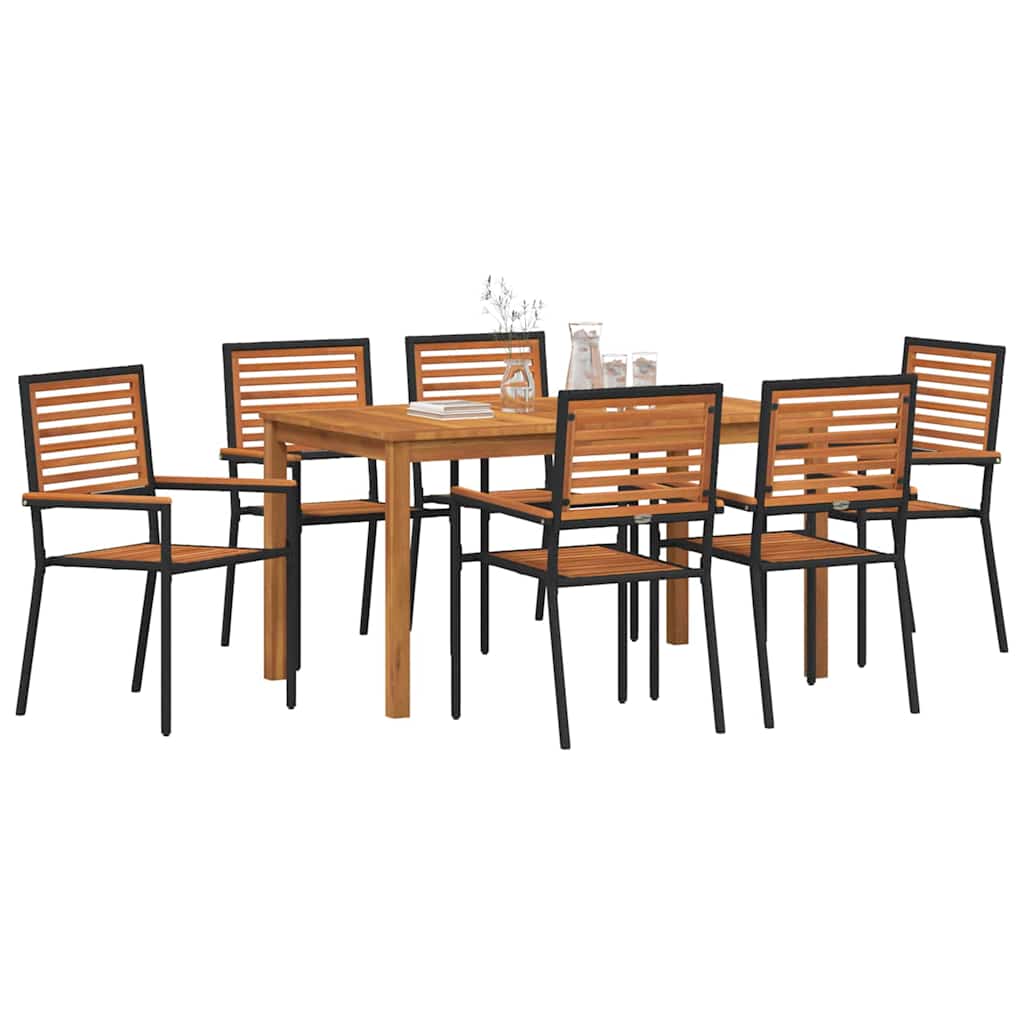 vidaXL Zestaw do jadalni w ogrodzie 7 pcs Czarny Lite Drewno Akacji