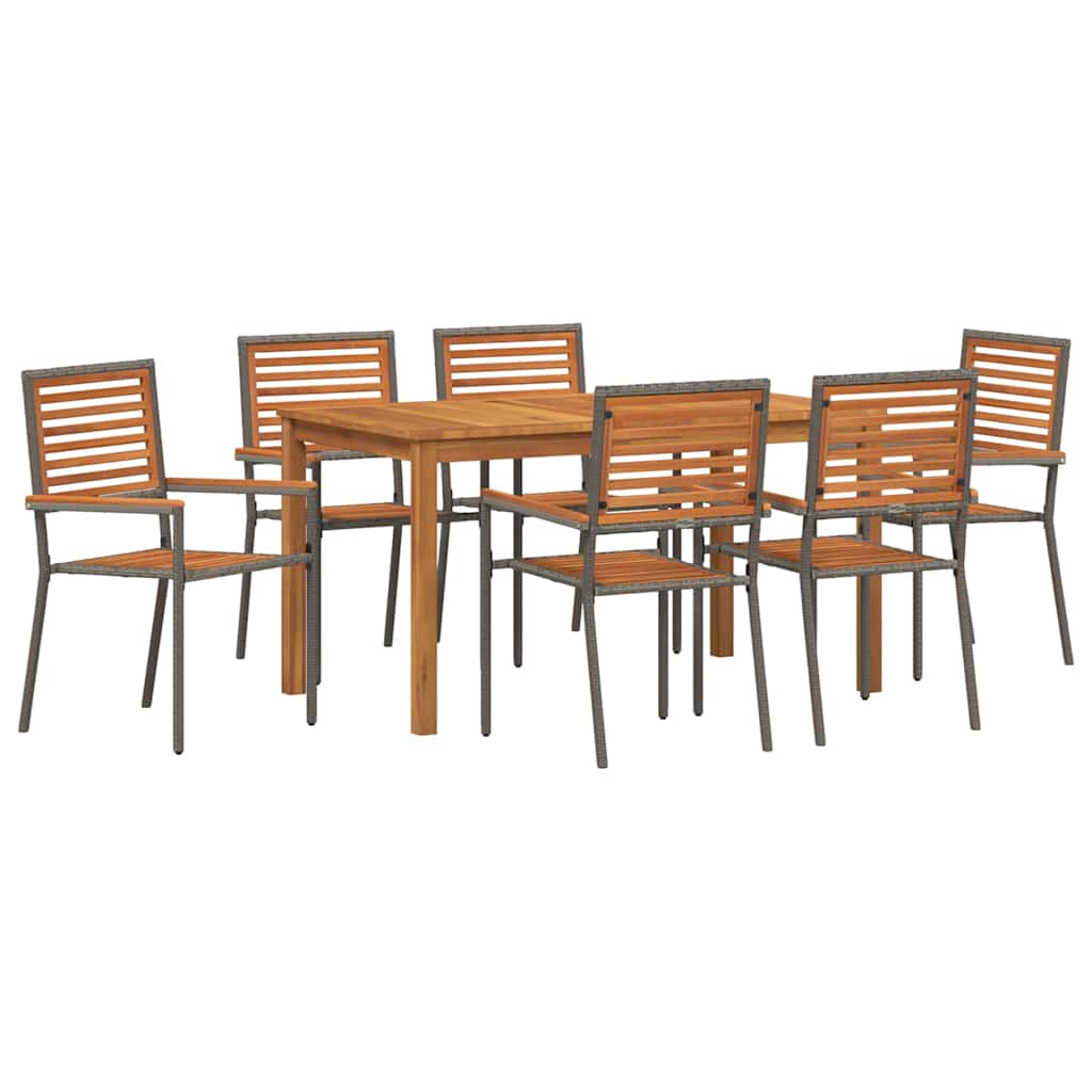 vidaXL Zestaw do jadalni w ogrodzie 7 pcs Szary Lite Drewno Akacji