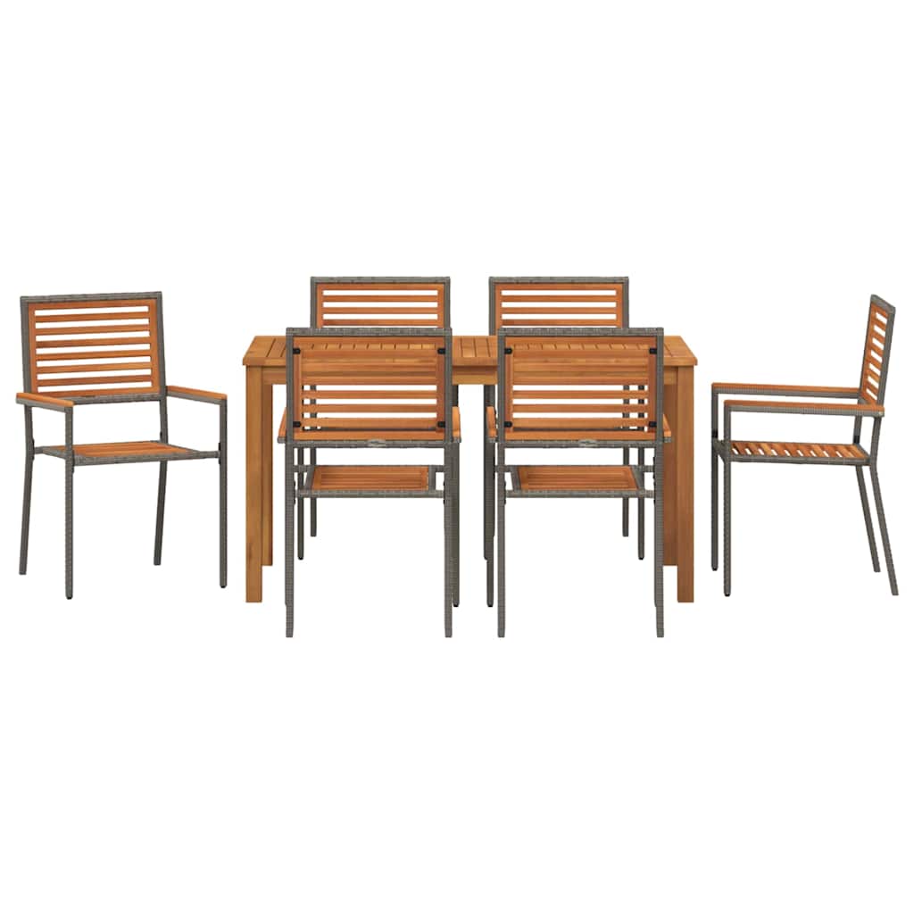 vidaXL Zestaw do jadalni w ogrodzie 7 pcs Szary Lite Drewno Akacji