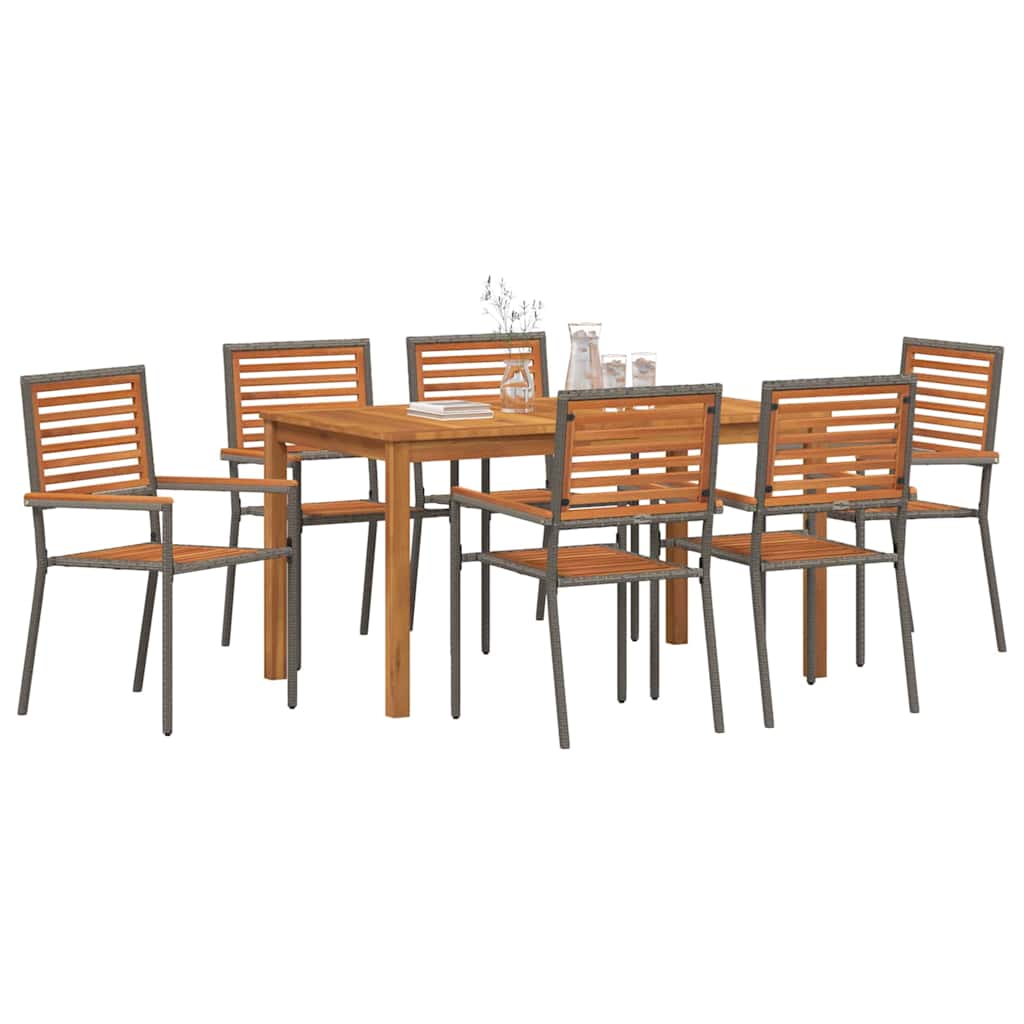 vidaXL Zestaw do jadalni w ogrodzie 7 pcs Szary Lite Drewno Akacji