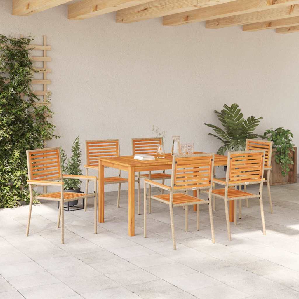 vidaXL Zestaw do jadalni w ogrodzie 7 pcs Beżowy Lite Drewno Akacji