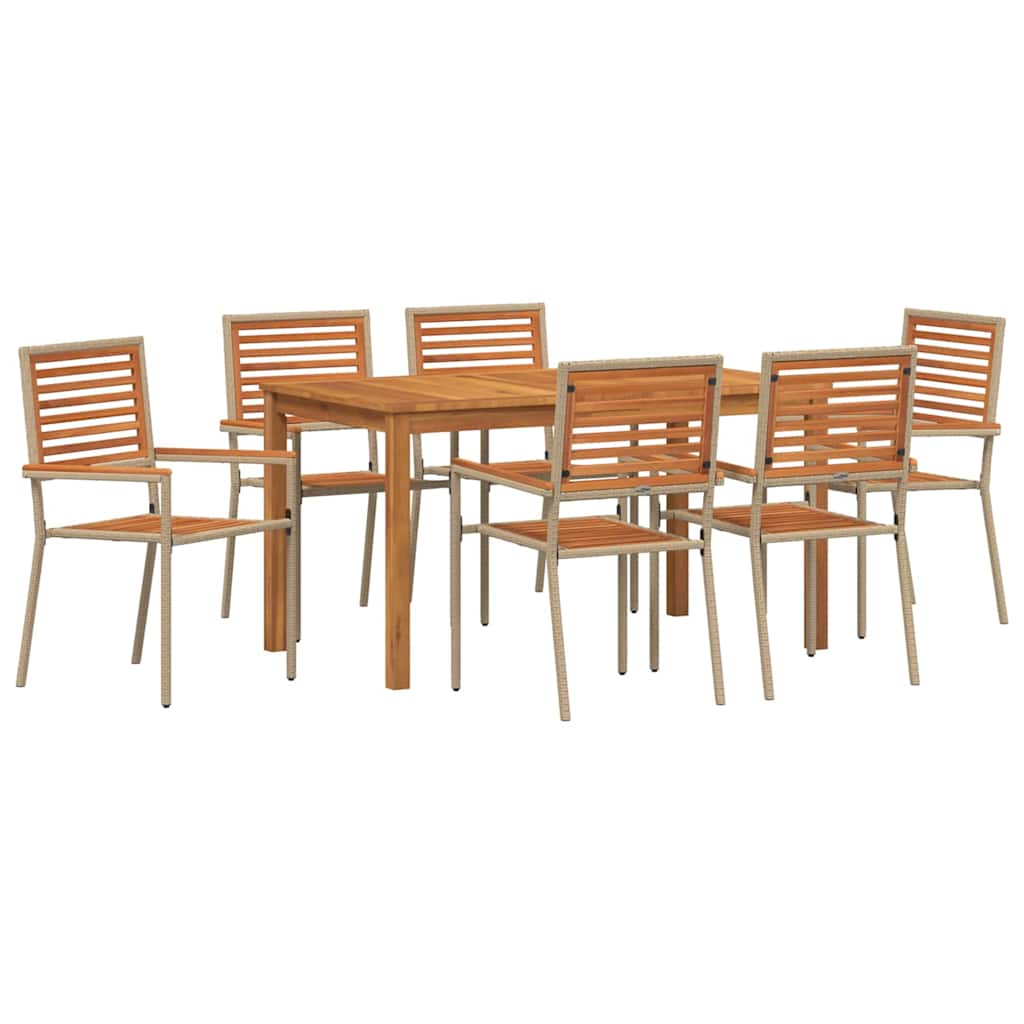 vidaXL Zestaw do jadalni w ogrodzie 7 pcs Beżowy Lite Drewno Akacji