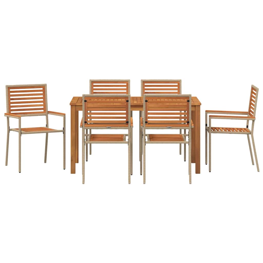 vidaXL Zestaw do jadalni w ogrodzie 7 pcs Beżowy Lite Drewno Akacji