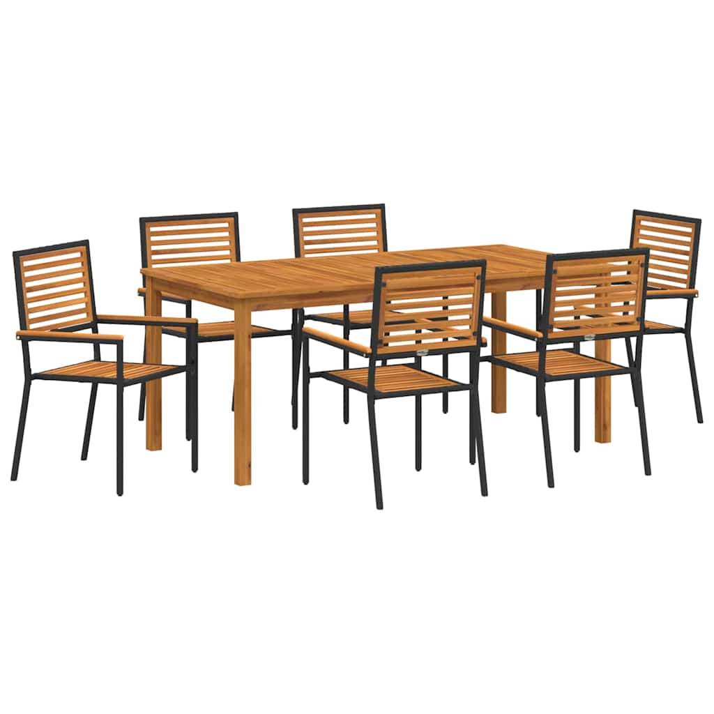 vidaXL Zestaw do jadalni w ogrodzie 7 pcs Czarny Lite Drewno Akacji