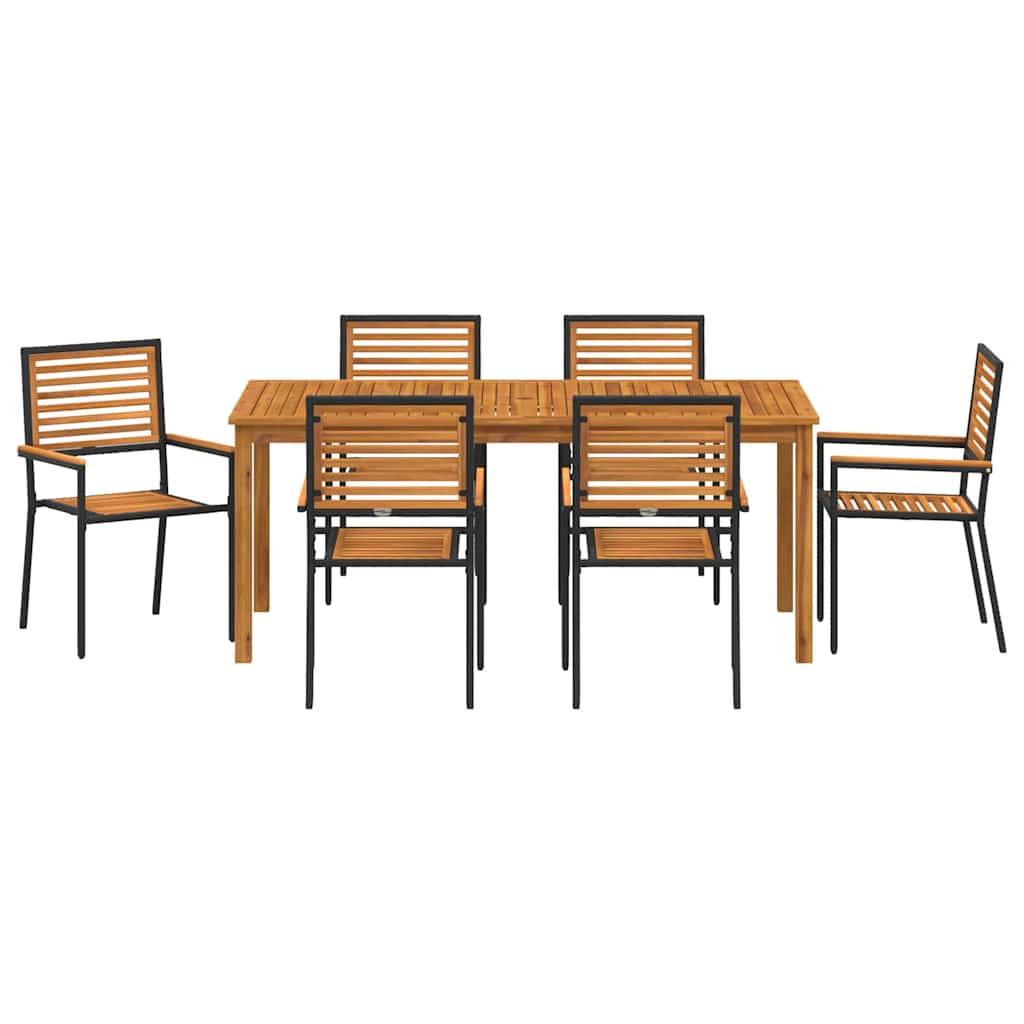 vidaXL Zestaw do jadalni w ogrodzie 7 pcs Czarny Lite Drewno Akacji