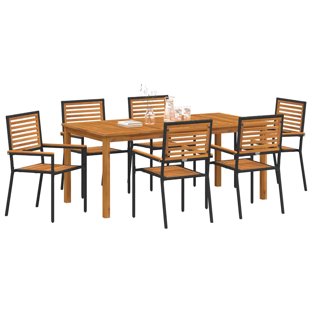 vidaXL Zestaw do jadalni w ogrodzie 7 pcs Czarny Lite Drewno Akacji