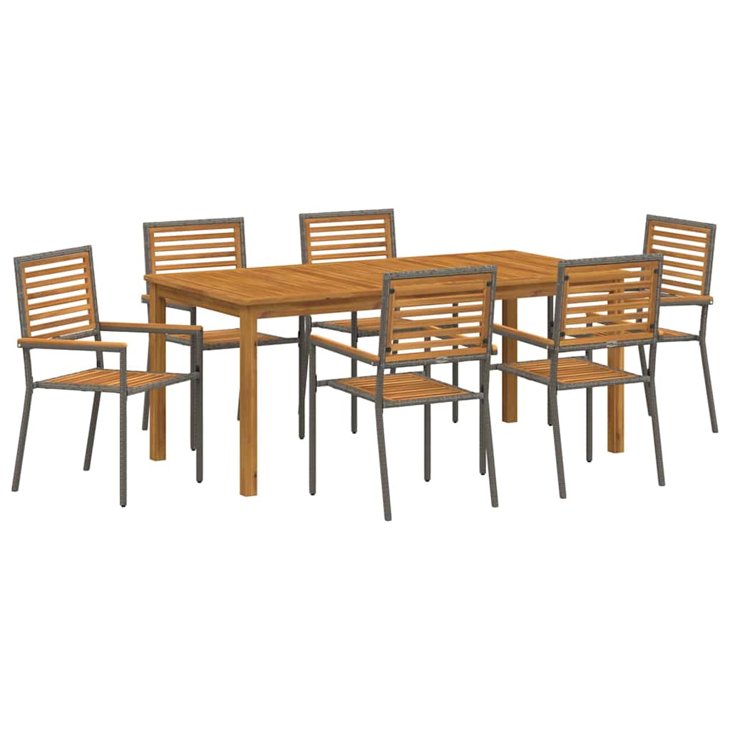 vidaXL Zestaw do jadalni w ogrodzie 7 pcs Szary Lite Drewno Akacji