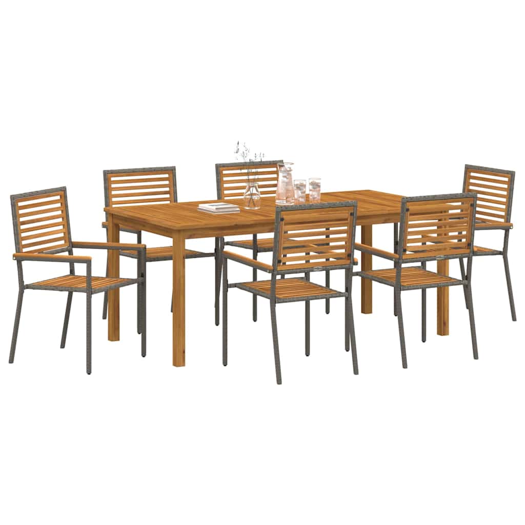 vidaXL Zestaw do jadalni w ogrodzie 7 pcs Szary Lite Drewno Akacji