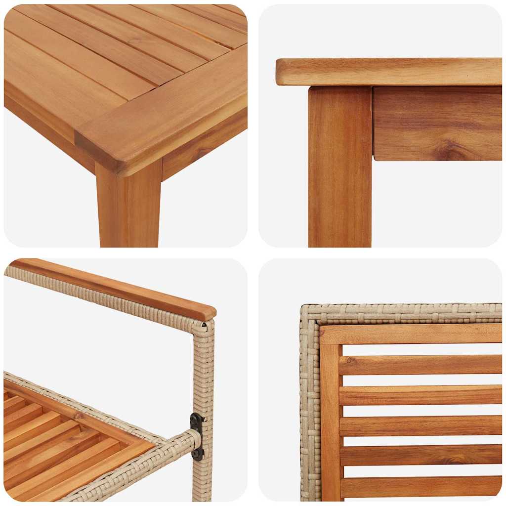 vidaXL Zestaw do jadalni w ogrodzie 7 pcs Beżowy Lite Drewno Akacji