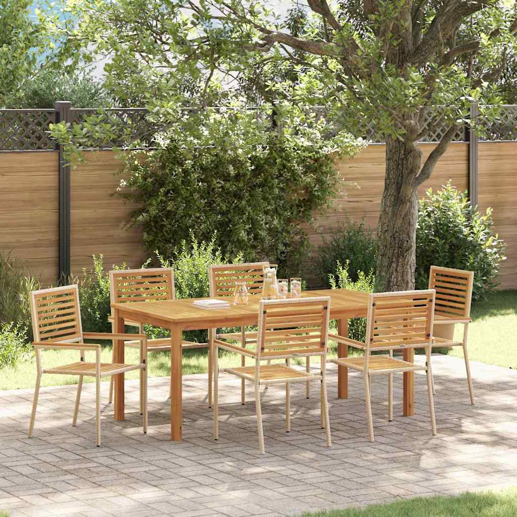 vidaXL Zestaw do jadalni w ogrodzie 7 pcs Beżowy Lite Drewno Akacji