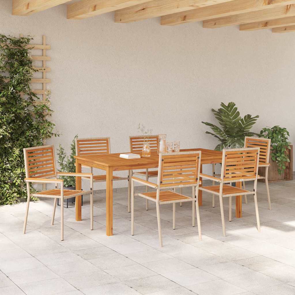 vidaXL Zestaw do jadalni w ogrodzie 7 pcs Beżowy Lite Drewno Akacji