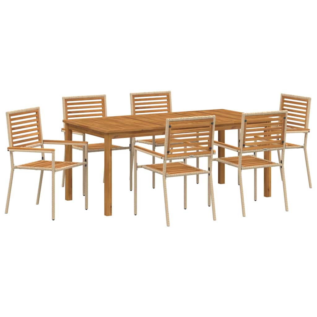 vidaXL Zestaw do jadalni w ogrodzie 7 pcs Beżowy Lite Drewno Akacji