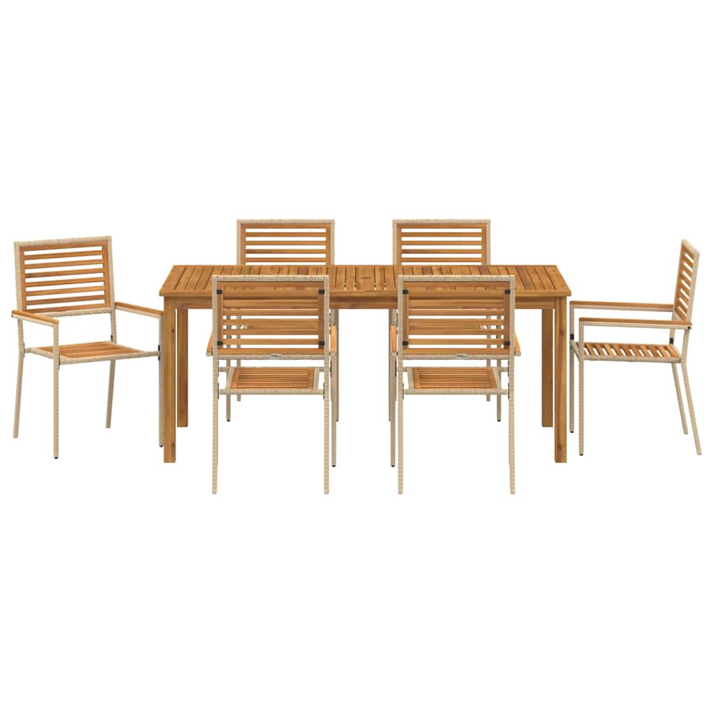 vidaXL Zestaw do jadalni w ogrodzie 7 pcs Beżowy Lite Drewno Akacji