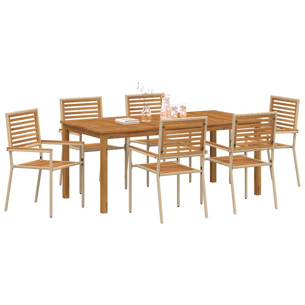 vidaXL Zestaw do jadalni w ogrodzie 7 pcs Beżowy Lite Drewno Akacji