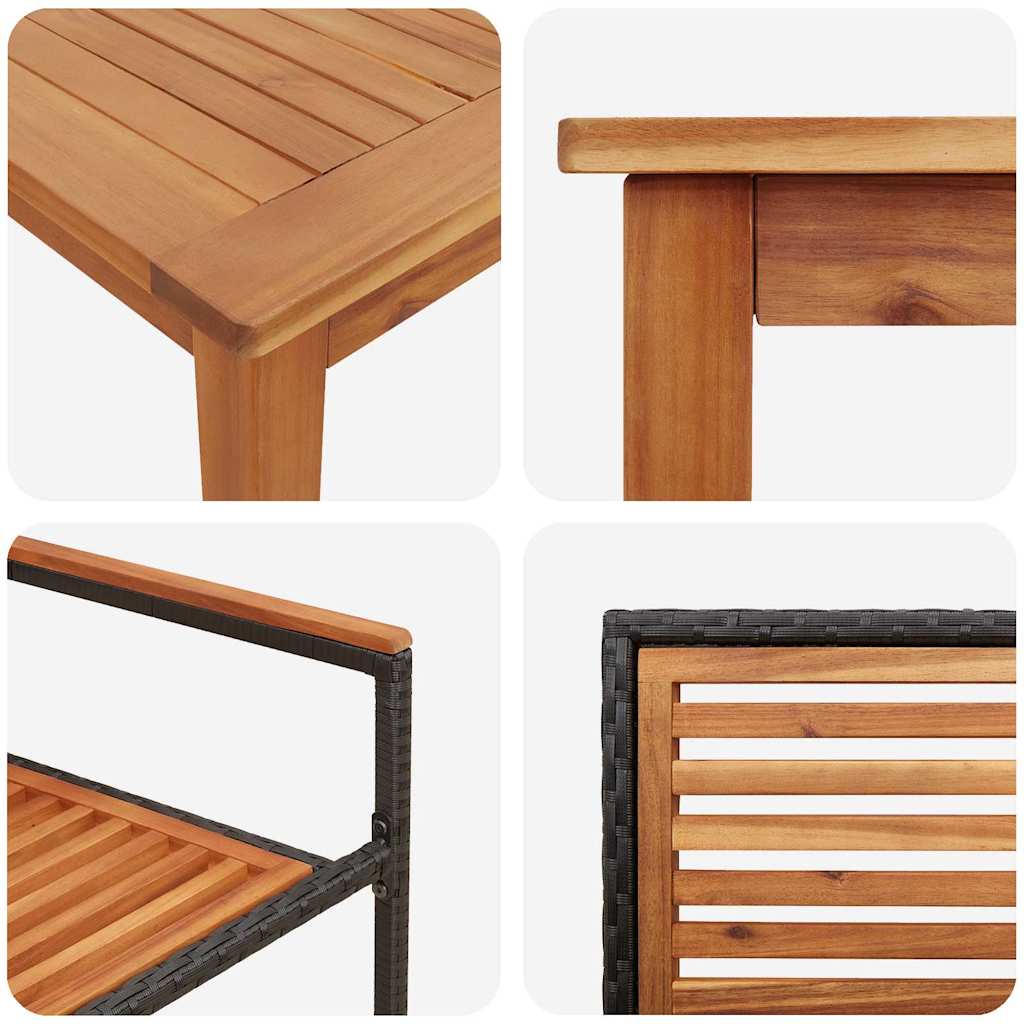 vidaXL Zestaw do jadalni w ogrodzie 9 pcs Czarny Lite Drewno Akacji