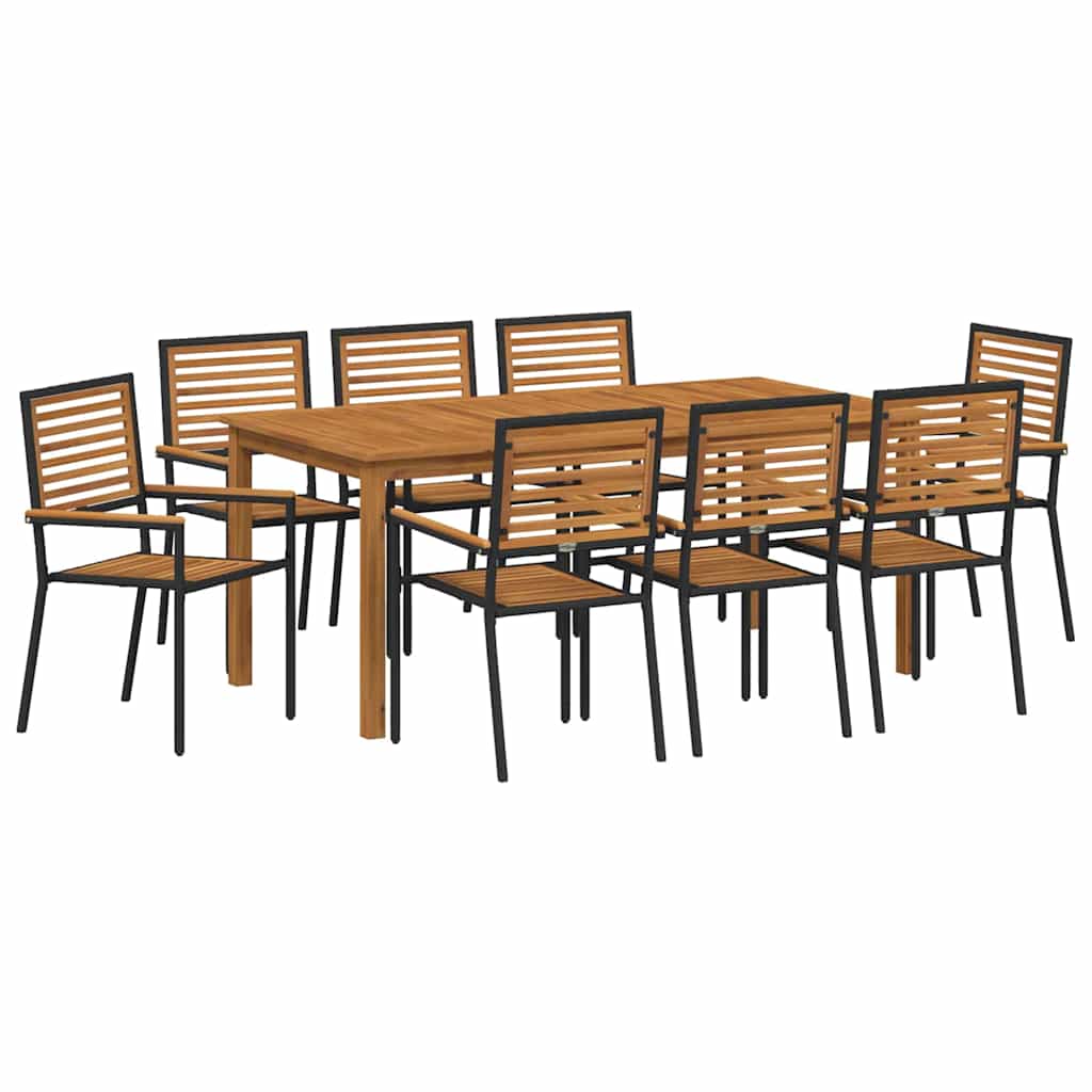 vidaXL Zestaw do jadalni w ogrodzie 9 pcs Czarny Lite Drewno Akacji
