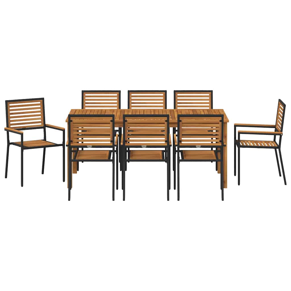 vidaXL Zestaw do jadalni w ogrodzie 9 pcs Czarny Lite Drewno Akacji