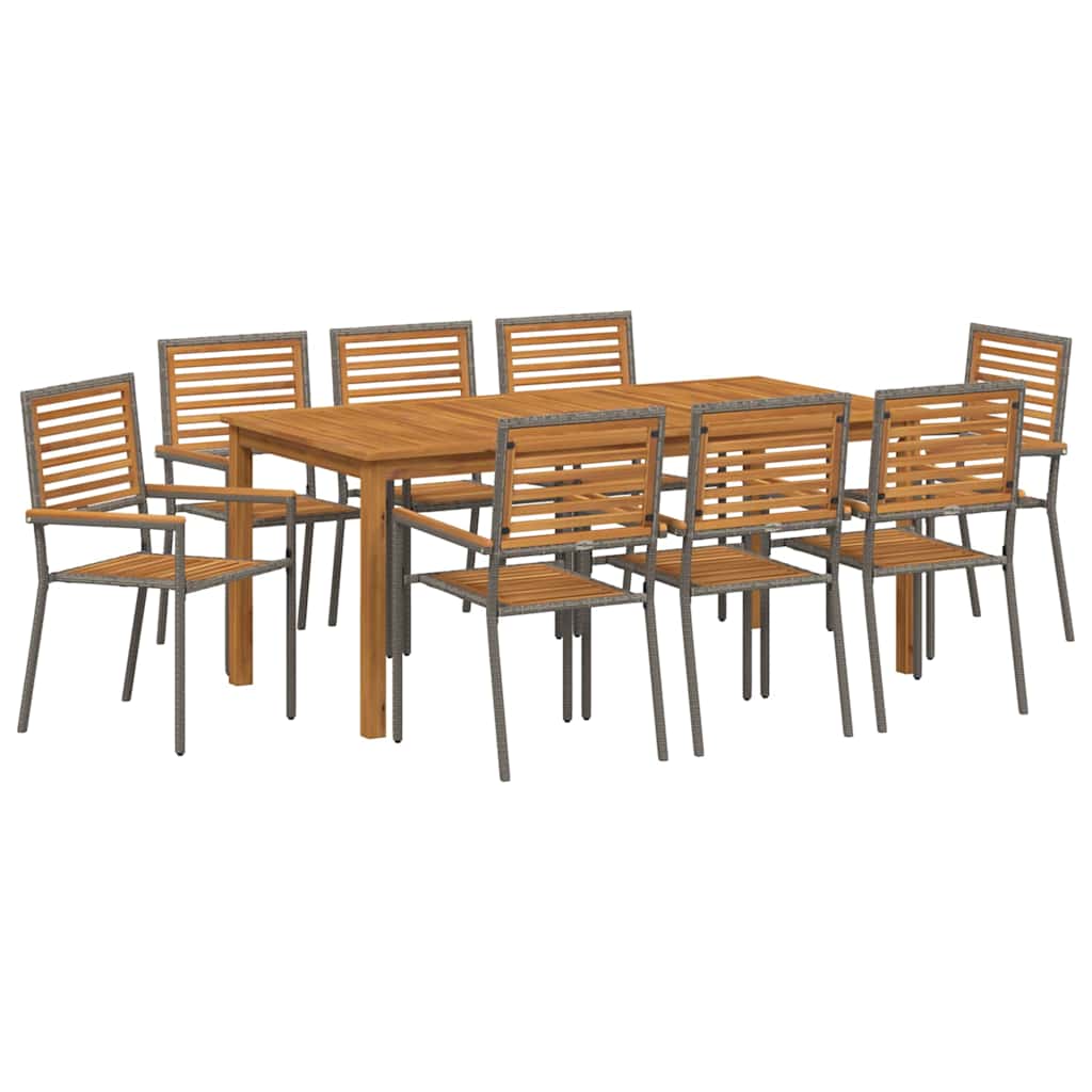 vidaXL Zestaw do jadalni w ogrodzie 9 pcs Szary Lite Drewno Akacji