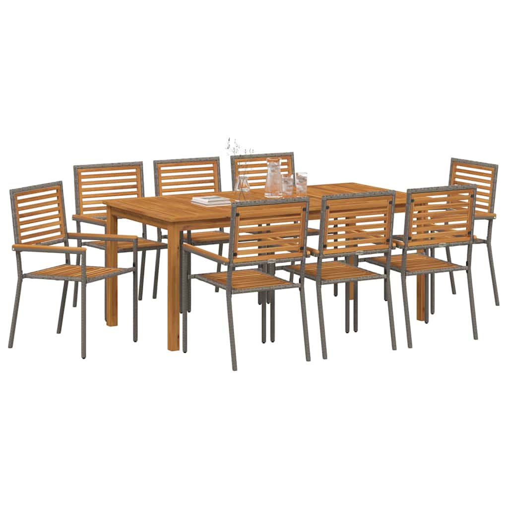 vidaXL Zestaw do jadalni w ogrodzie 9 pcs Szary Lite Drewno Akacji