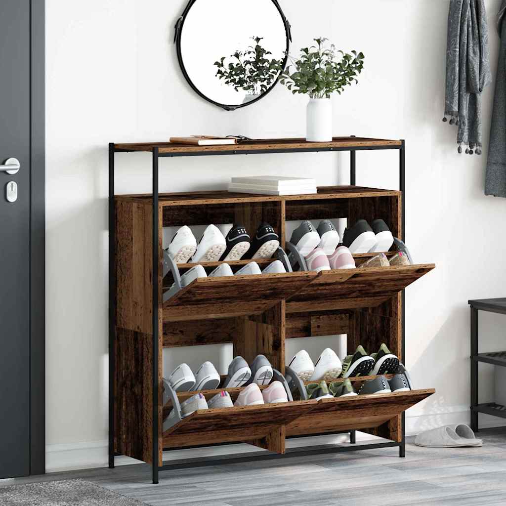 vidaXL Szafka na buty z półką Stare drewno 100 x 34 x 112 cm