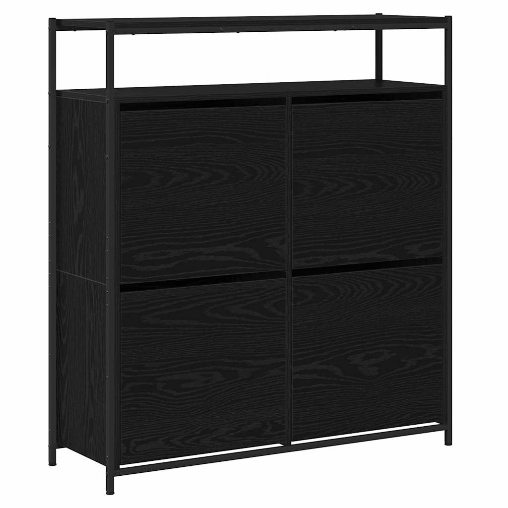 vidaXL Szafka na buty z półką z drzwiami Czarny Dąb 100 x 34 x 112 cm