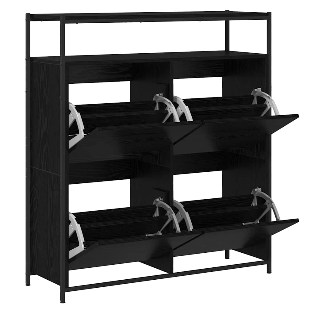 vidaXL Szafka na buty z półką z drzwiami Czarny Dąb 100 x 34 x 112 cm