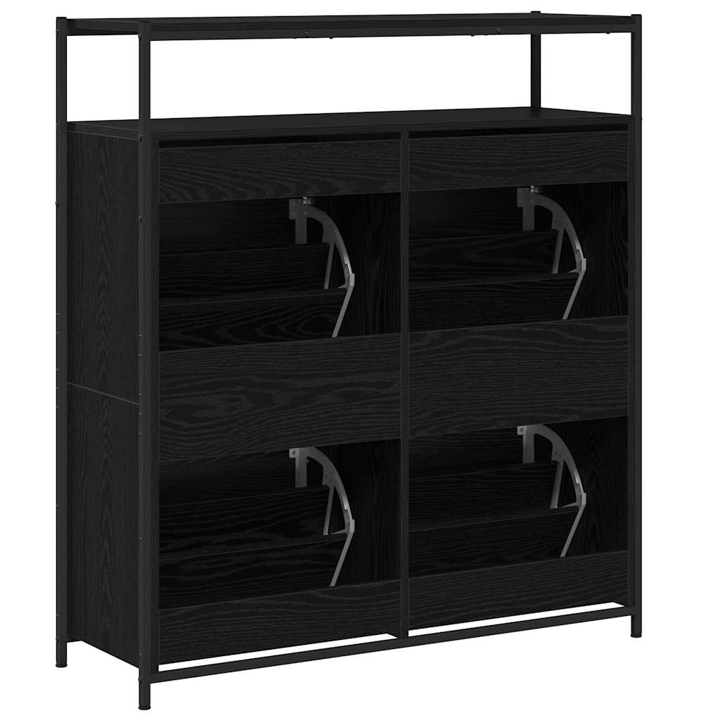 vidaXL Szafka na buty z półką z drzwiami Czarny Dąb 100 x 34 x 112 cm