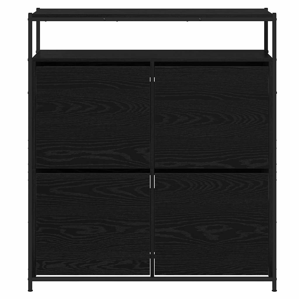 vidaXL Szafka na buty z półką z drzwiami Czarny Dąb 100 x 34 x 112 cm