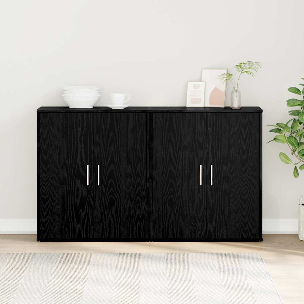 vidaXL Bufet 2 pcs Czarny Dąb 60 x 31 x 70 cm Materiał drewnopochodny