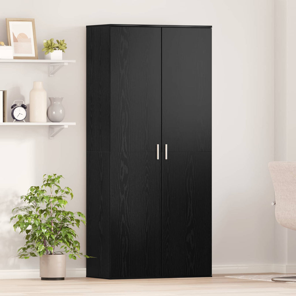 vidaXL Bufet Czarny dąb 80 x 39 x 178 cm Materiał drewnopochodny