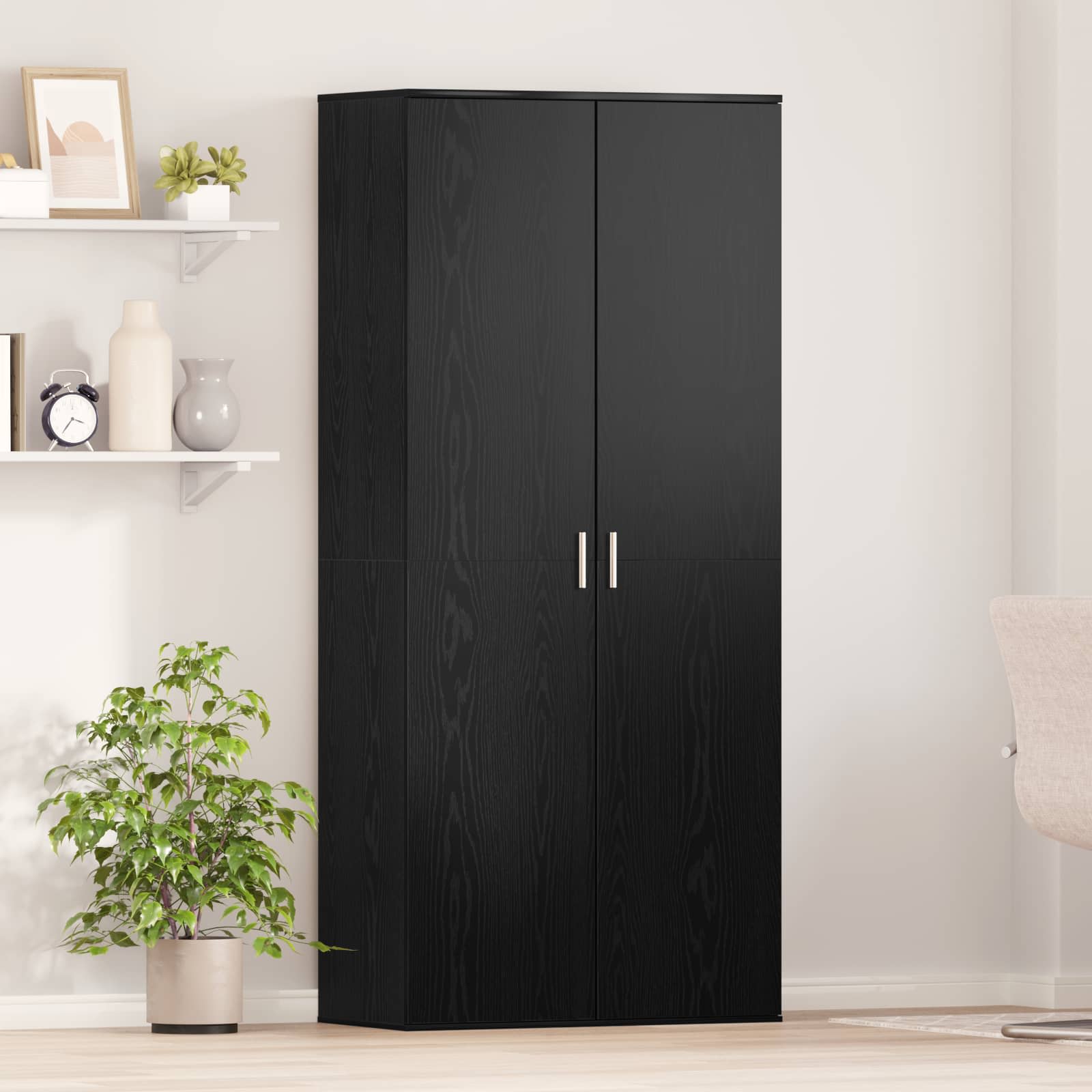 vidaXL Bufet Czarny dąb 80 x 39 x 178 cm Materiał drewnopochodny