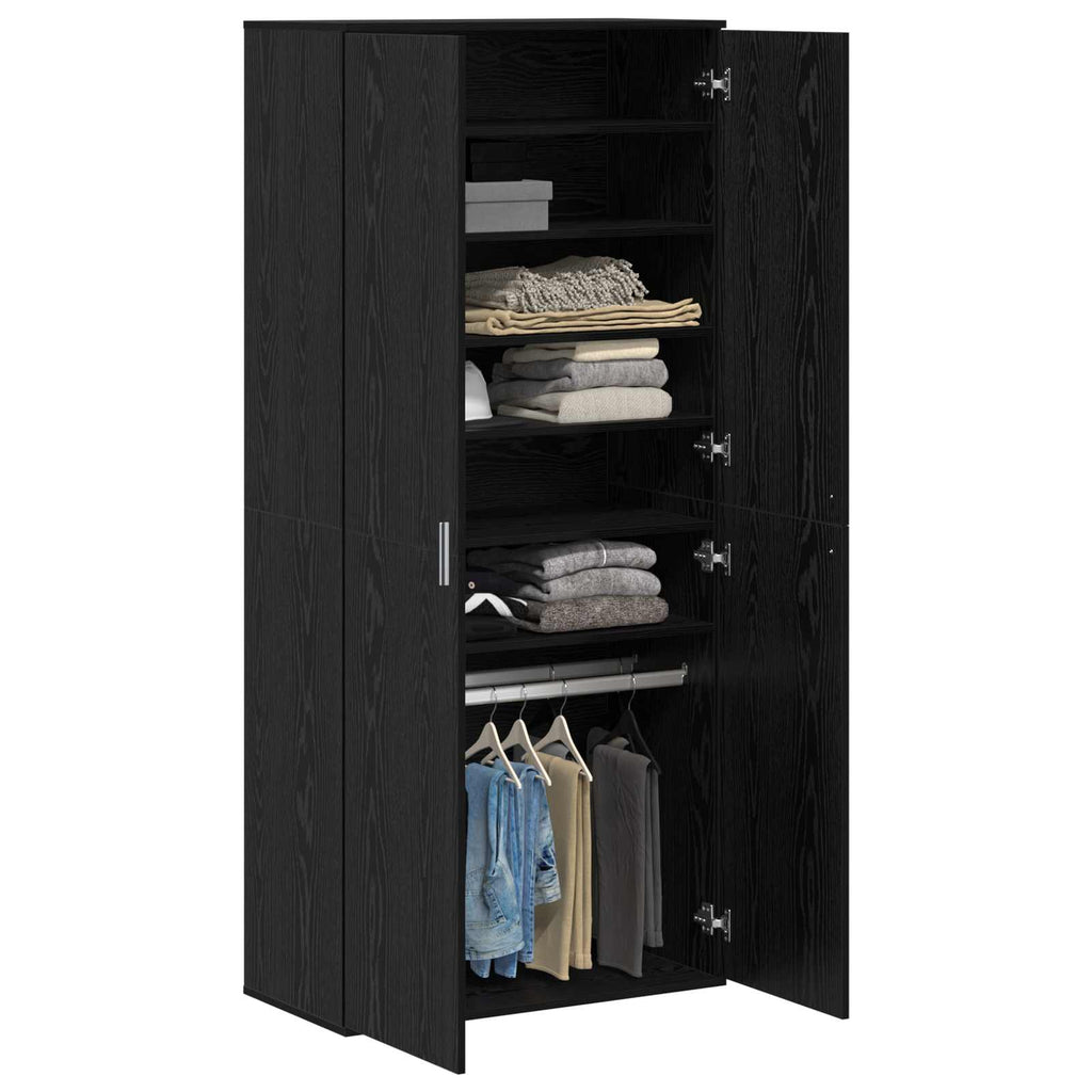 vidaXL Bufet Czarny dąb 80 x 39 x 178 cm Materiał drewnopochodny