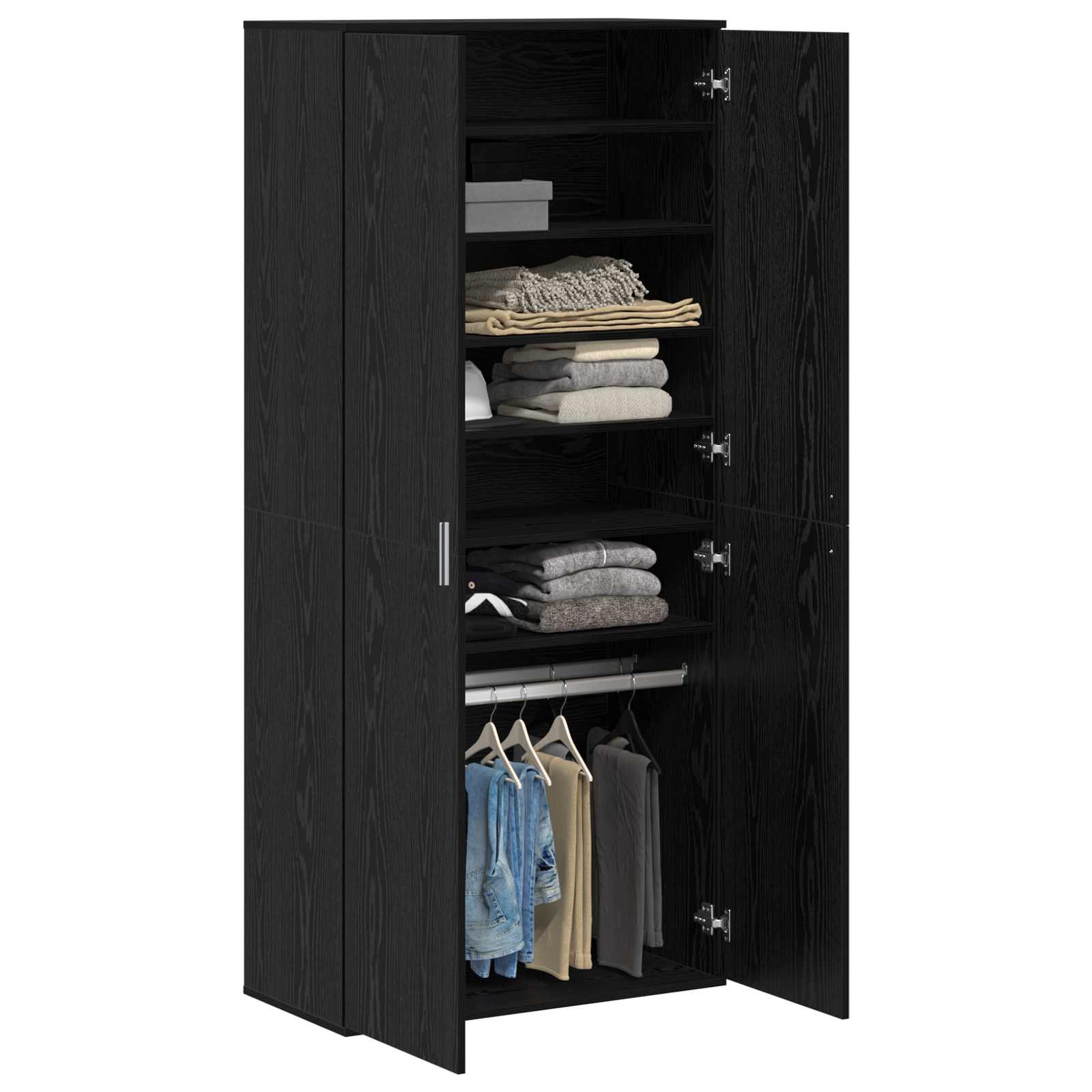 vidaXL Bufet Czarny dąb 80 x 39 x 178 cm Materiał drewnopochodny