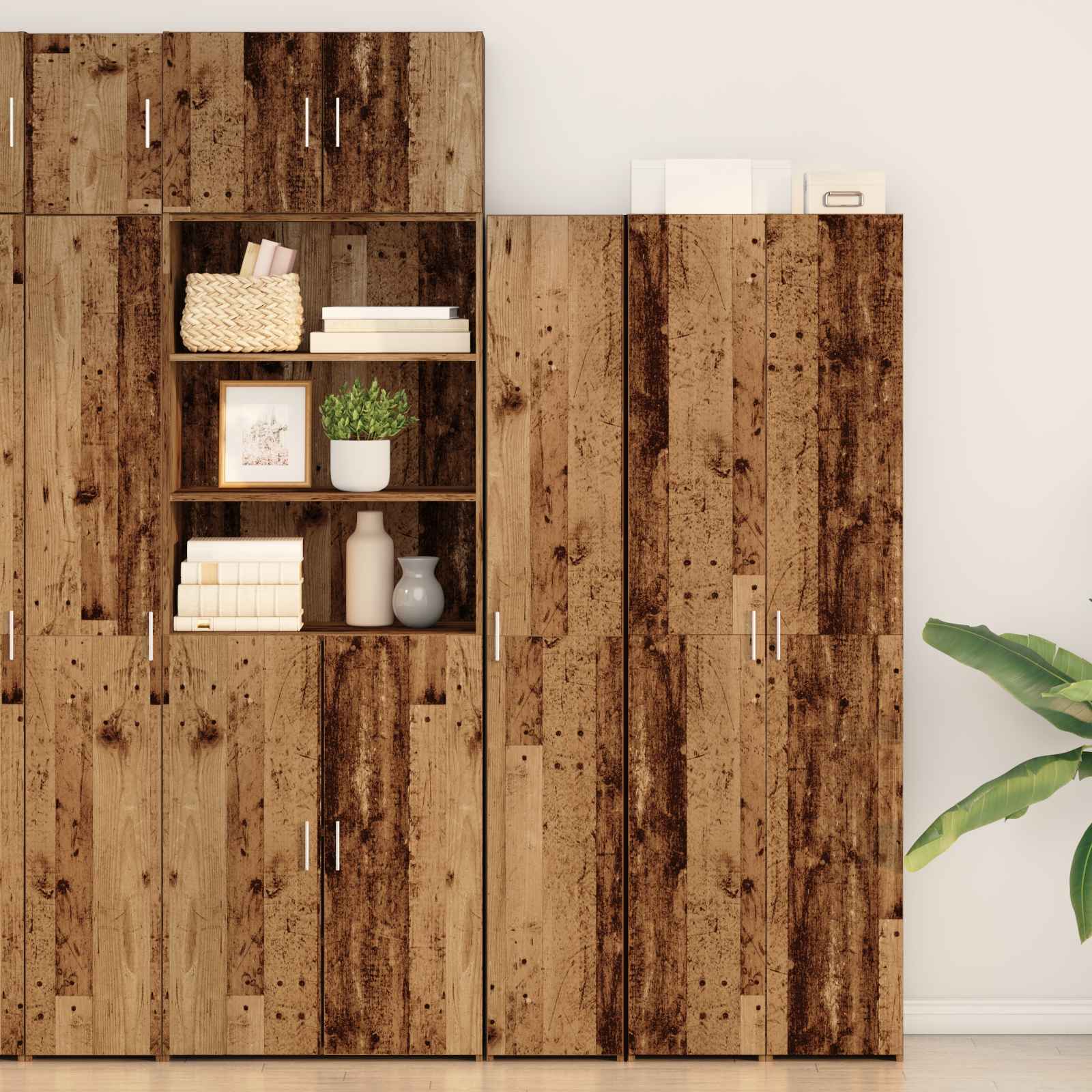 vidaXL Highboard 2 pcs Stare drewno 30 x 42,5 x 185 cm