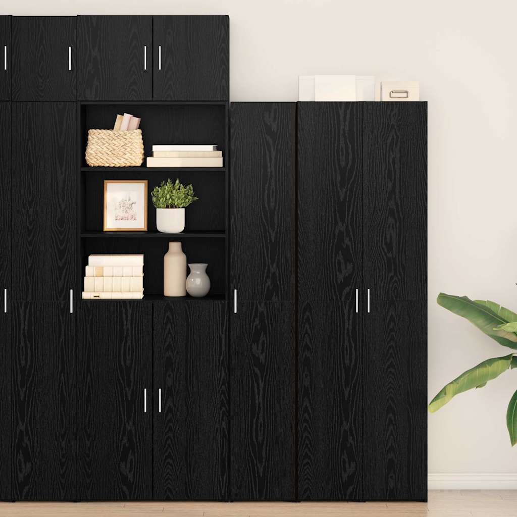 vidaXL Highboard 2 pcs Czarny Dąb 30 x 42,5 x 185 cm
