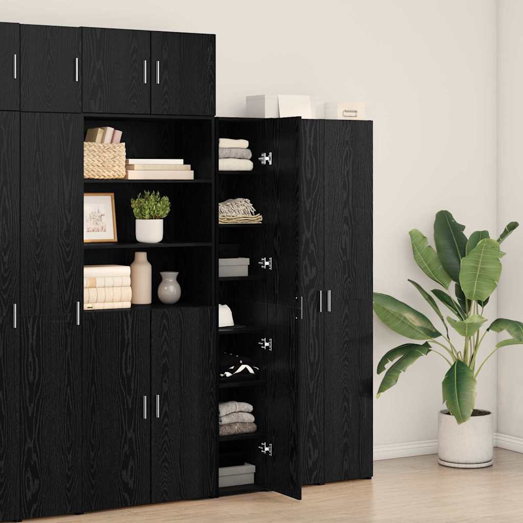vidaXL Highboard 2 pcs Czarny Dąb 30 x 42,5 x 185 cm