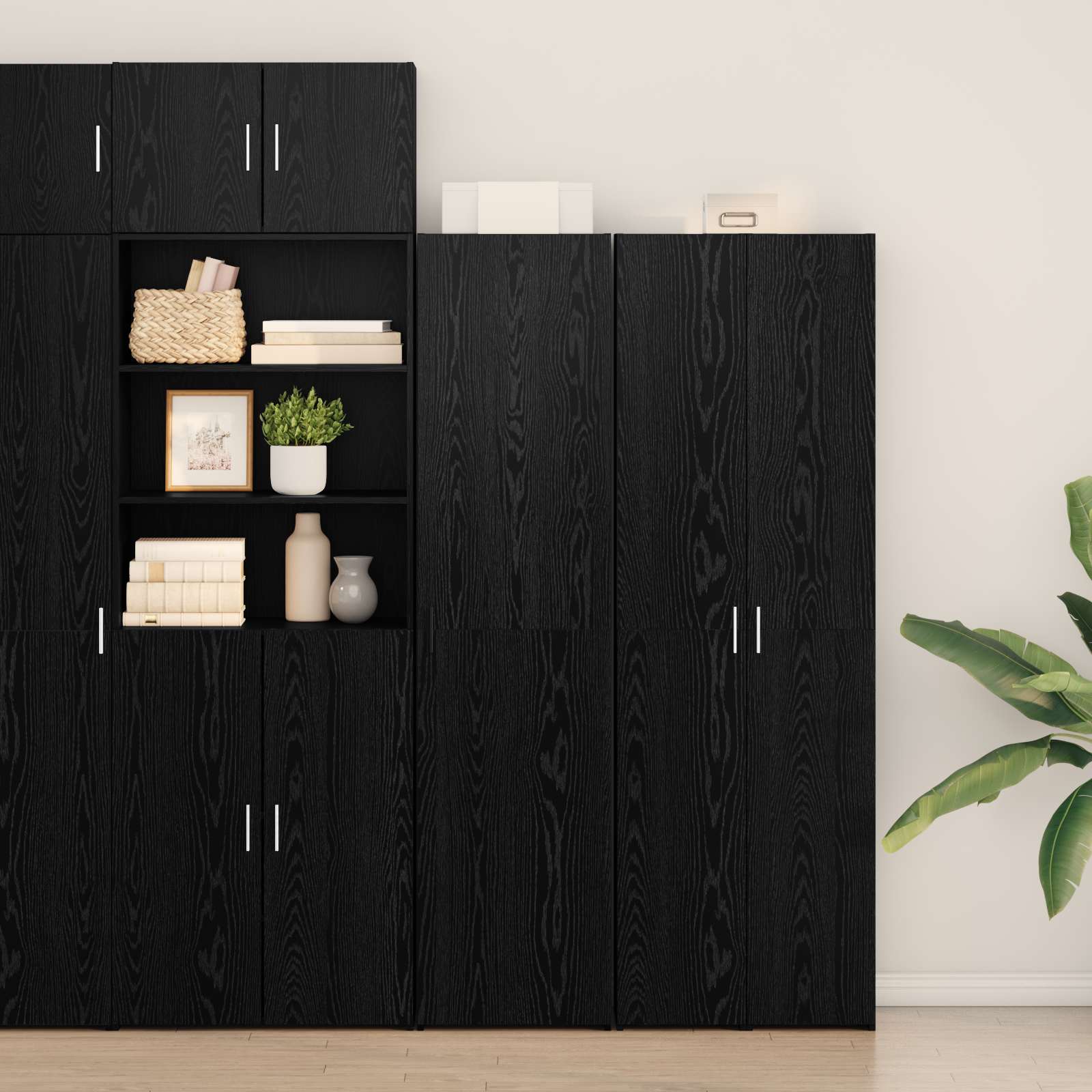 vidaXL Highboard Czarny Dąb 45 x 42,5 x 185 cm